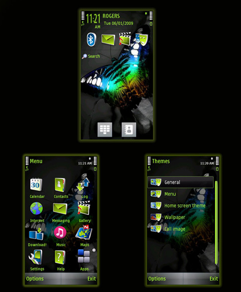 nokia 5230 schémata, motivy, themes